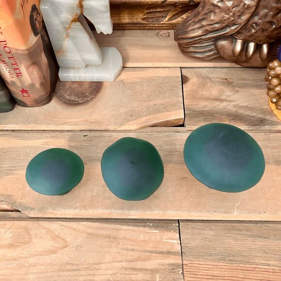 Viking Glass Mould Mosser Glass Solid Green Satin Glass Mushroom (Set of 3) - Picture 2 of 4